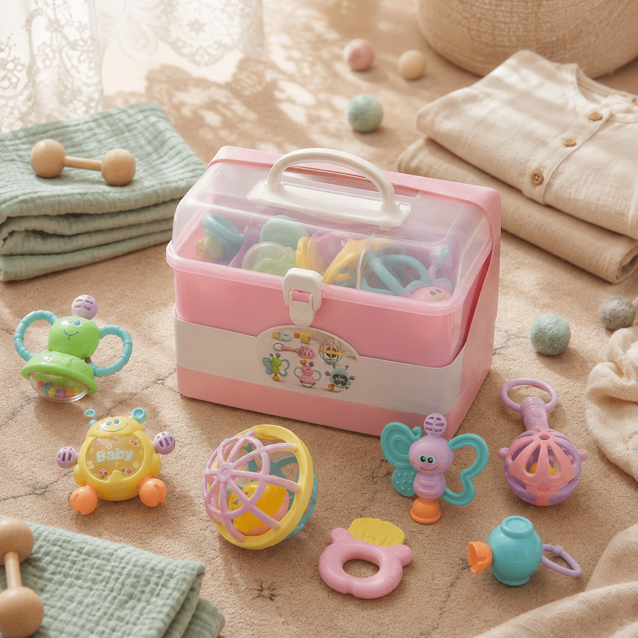 RattleBox Baby Rattle and Teething Toy Set